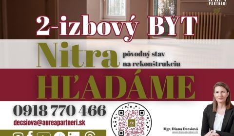 Hledáme Byt 2+1, Byt 2+1, Nitra, Slovensko
