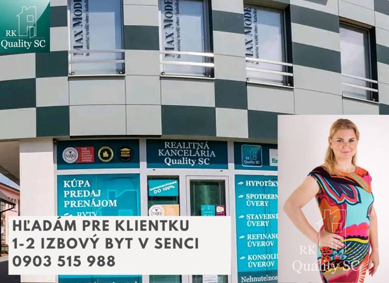 Nabídka realitní kanceláře v Senci na 1-pokojový byt, kontakt: 0903 515 988.