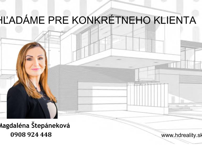 Realitní kancelář hledá nemovitost pro konkrétního klienta, kontakt na agenta.