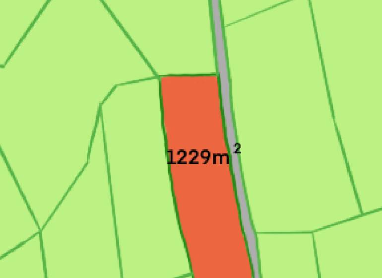 Mapa rekreačních pozemků v Oščadnici, Oščadnici, s vyznačenou parcelou 1229 m².