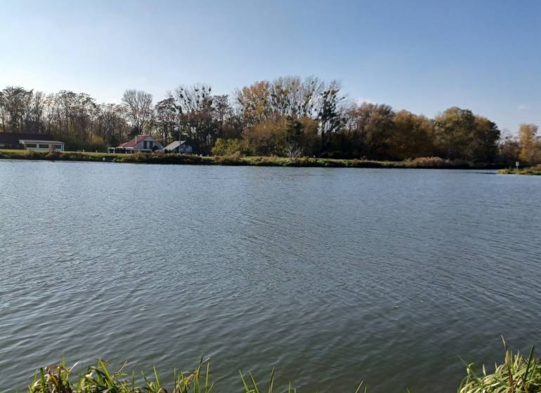 Řeka protékající zemědělskými a lesními pozemky s venkovskou krajinou v Mostové.