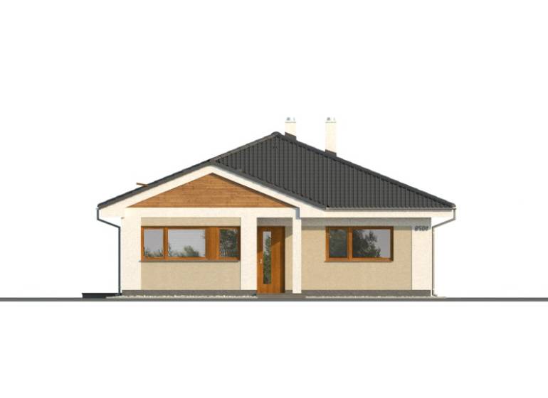 Rodinný dům na ulici U první kapličky v Záhorské Vsi, se šikmou střechou a dřevěným dekorem.