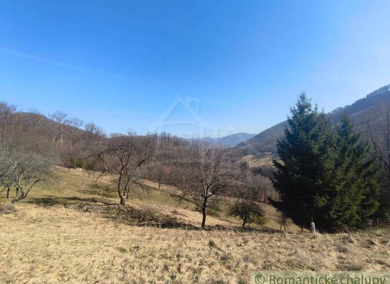 Přírodní krajina v okolí Nová Baňa se stromy a kopci na Zahradách.