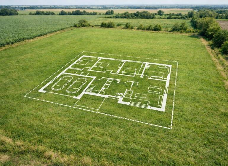 Pozemky - bydlení v Cíferi s nákresem domu, obklopené přírodou, ideální pro nový začátek.