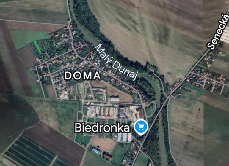 Letecký pohled na Pozemky - bydlení u Malého Dunaje, Cihelná, Tomášov.