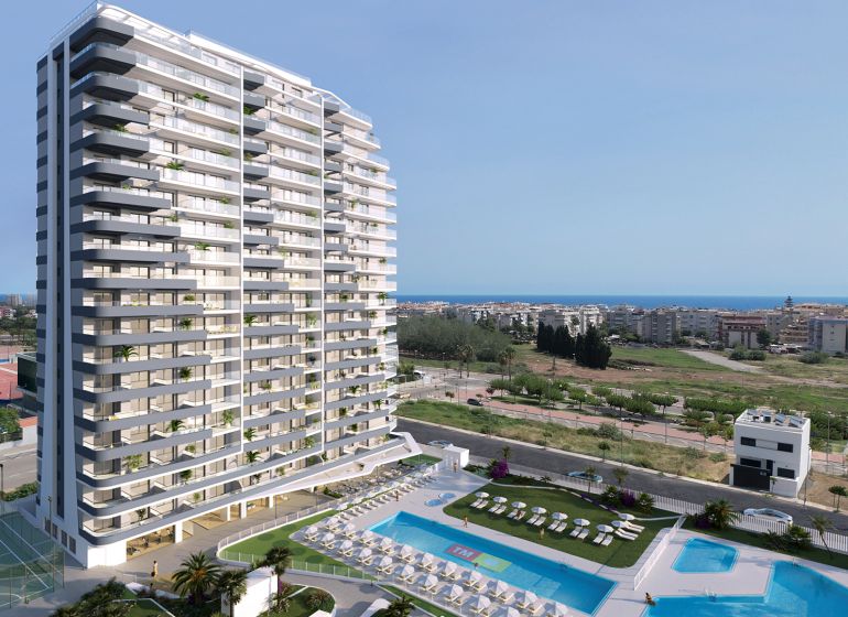 Budova s bazénem a sportovišti v Canet d'En Berenguer, ideální pro rekreační apartmán.