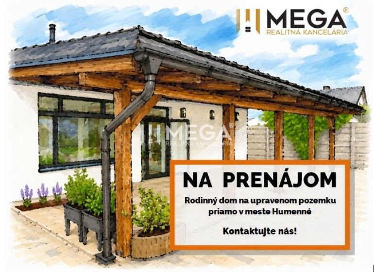 Rodinný dům v Humenném se zahradou, dřevěným přístřeškem a dekorací k pronájmu.
