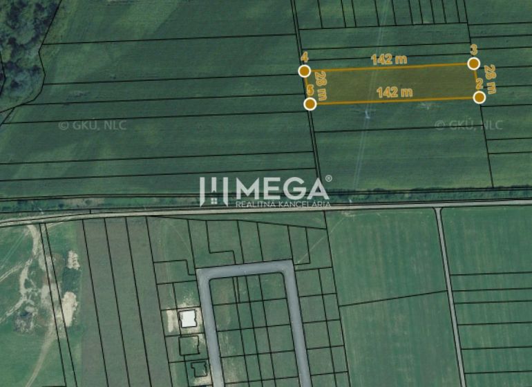 Letecká mapa zemědělských a lesních pozemků v Lackovcích na ulici Lackovce.