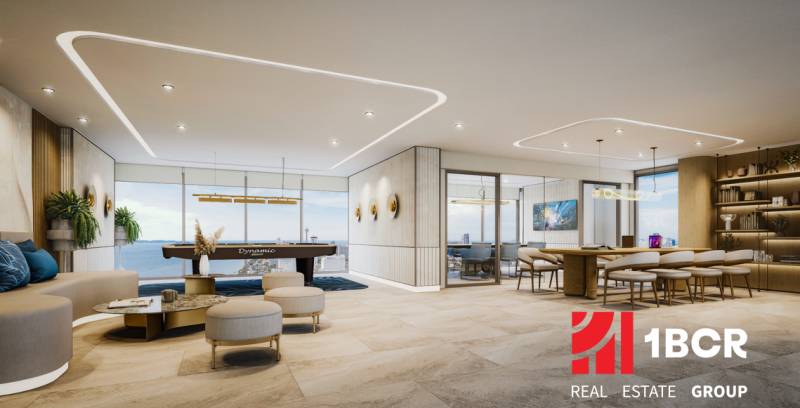 Luxusní interiér s výhledem, prostor na odpočinek a stolování, Výstavba bytů.