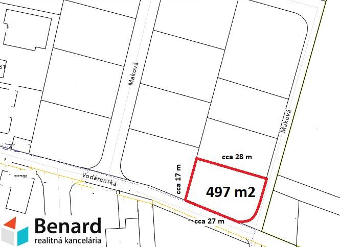 Pozemky na bydlení na Vodárenské ulici v Ľuboticích, velikost 497 m².