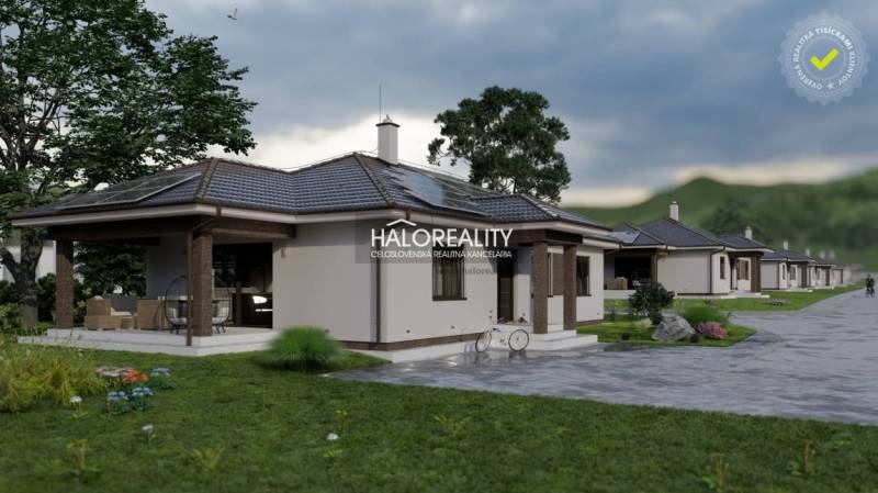 Vizualizace bungalovů na pozemcích v obci Udiča, určené k bydlení.