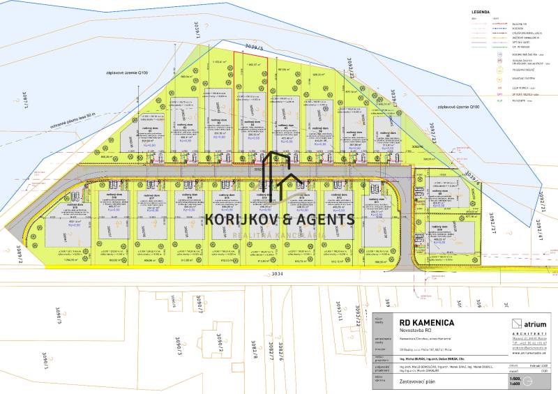 Urbanistický plán zobrazující výstavbu rodinných domů v Kamenici nad Cirochou na ulici Pod Drieňovou.