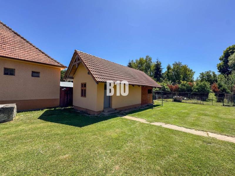 Rodinný dům v Nových Sadech s prostorným dvorem, vedle malého hospodářského objektu.