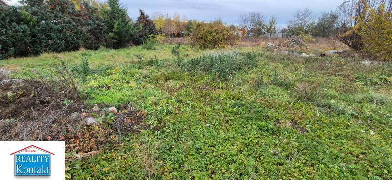Zarostlý pozemek na bydlení v Tvrdošovcích s hustou vegetací a okolními stromy.