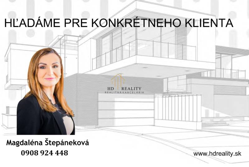 Realitní kancelář hledá nemovitost pro konkrétního klienta, kontakt na agenta.