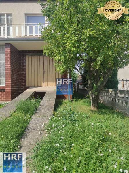 Rodinný dům na ulici Vieska v Radošovicích s trávníkem a stromem před vchodem.