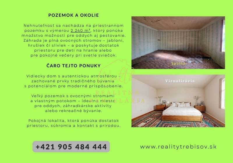 Nabídka rodinného domu v Zemplínské Teplici na Okružní ulici, velký pozemek 2240 m².