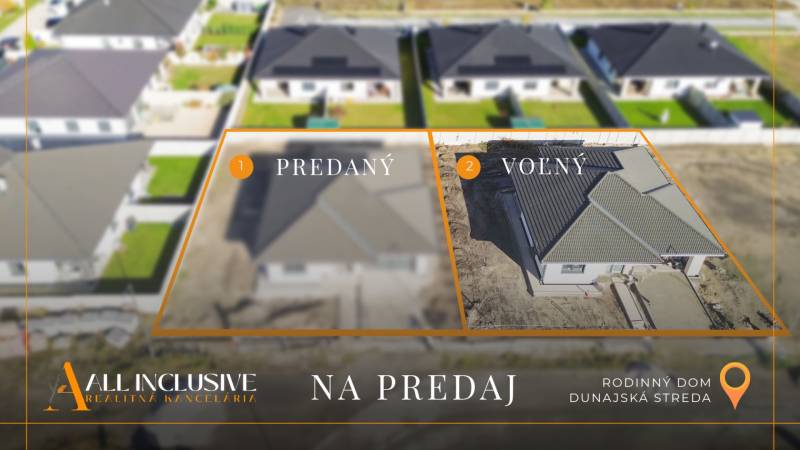 Pohled na dva rodinné domy v Dunajské Stredě, na ulici Florida Villa Park.