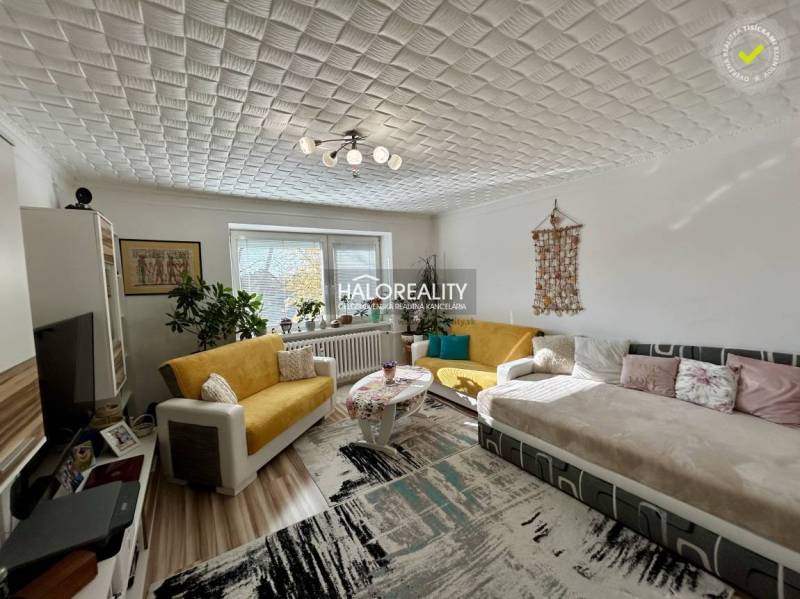 Obývací pokoj v 2-pokojovém bytě s podlahou s dřevěným dekorem a pohodlným sezením.