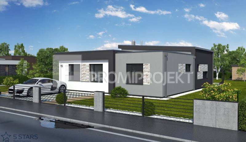 Moderní rodinný dům s plochou střechou na ulici Čtvrtek v Čtvrtku.