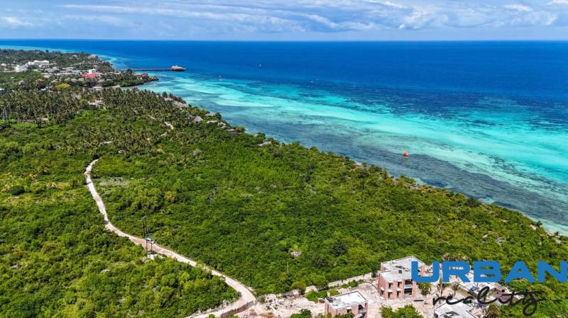 Pohled na pobřežní pozemky - komerční v Kizimkazi s výhledem na oceán.