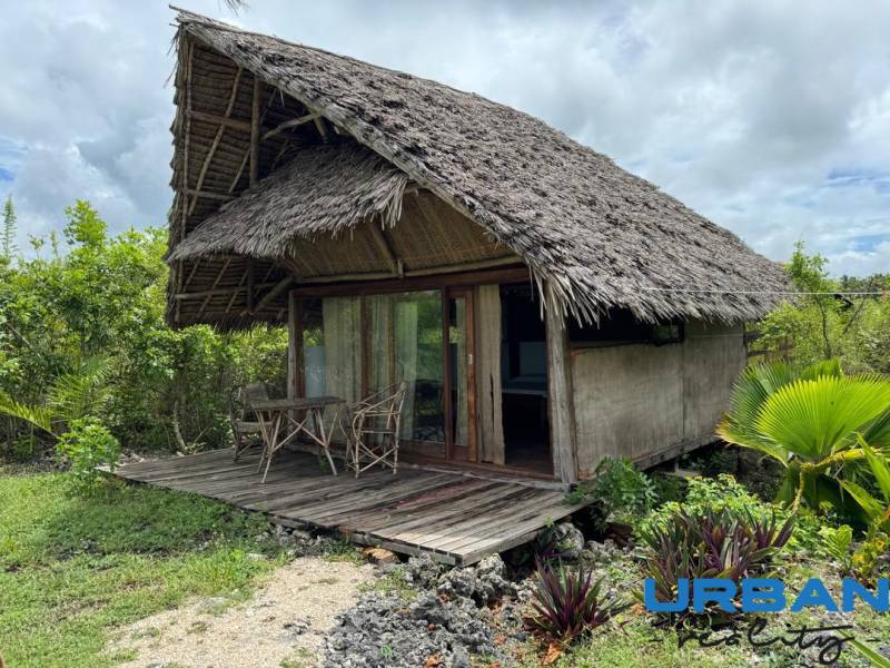 Tradiční chatka s dřevěnou terasou uprostřed zeleně v Kizimkazi, Pozemky - komerční.