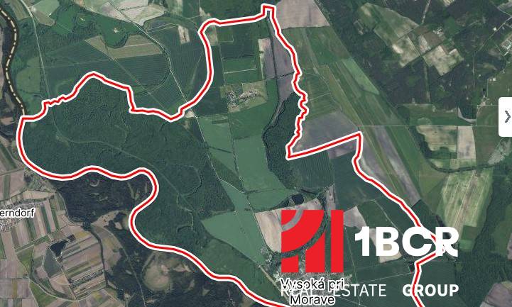 Letecká mapa Zemědělských a lesních pozemků ve Vysoké při Moravě.