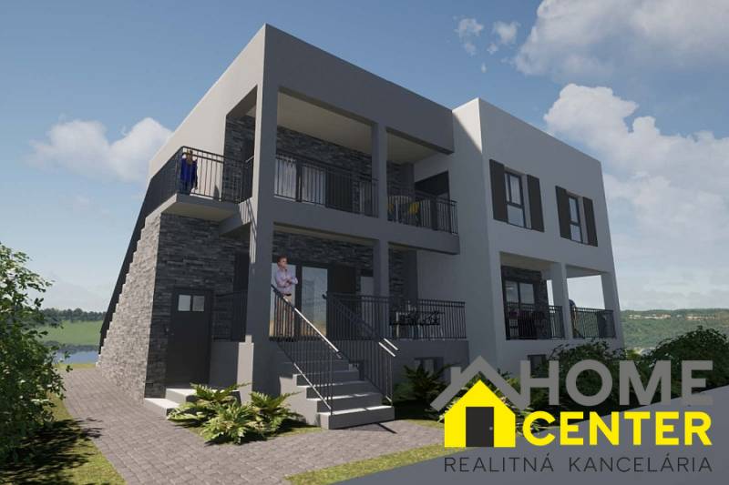 Rekreační apartmán v Čiovu s moderní fasádou, balkonem a okolní zelení.