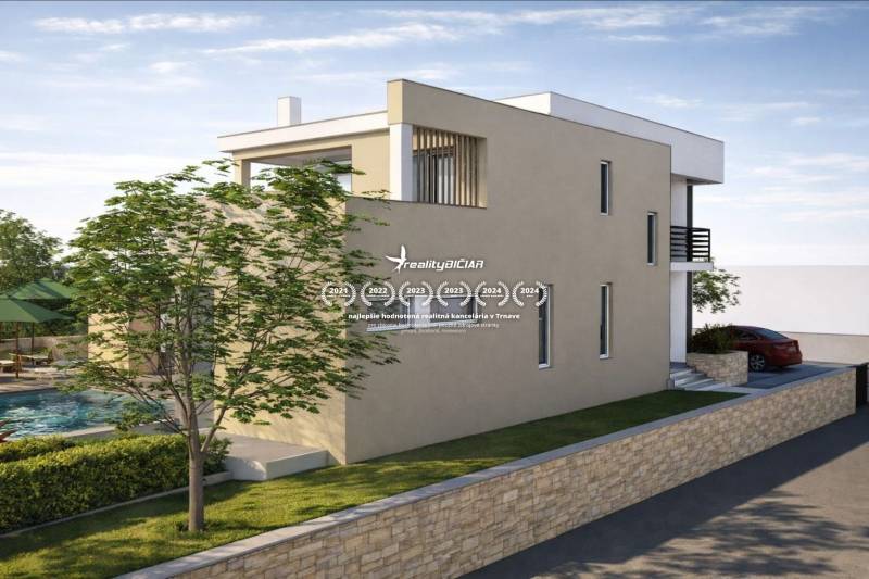 Dvoupatrová budova s bazénem na pozemcích k bydlení v Ljubači, ulice Ljubač.