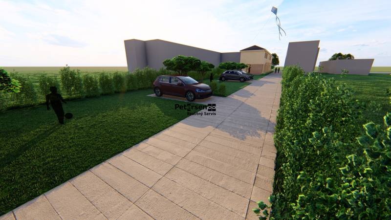 Exteriér na Litoměřické ulici v Topoľčiankách s parkovištěm u 2-pokojového bytu.