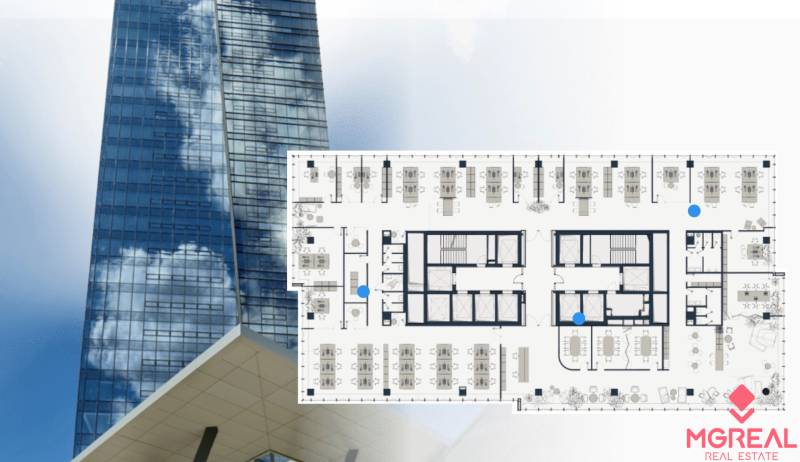 Skleněný mrakodrap v Bratislavě - Nivy, Mlynské nivy, vedle plán kanceláří.
