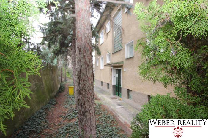 Exteriér budovy na Lichardově ulici v Bratislavě - Staré Město, obklopený stromy a keři.