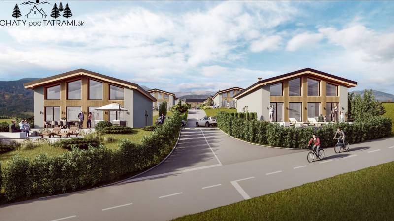 Chaty s terasami a výhledem na hory v Dolní Lehotě na ulici Dolní Lehota.