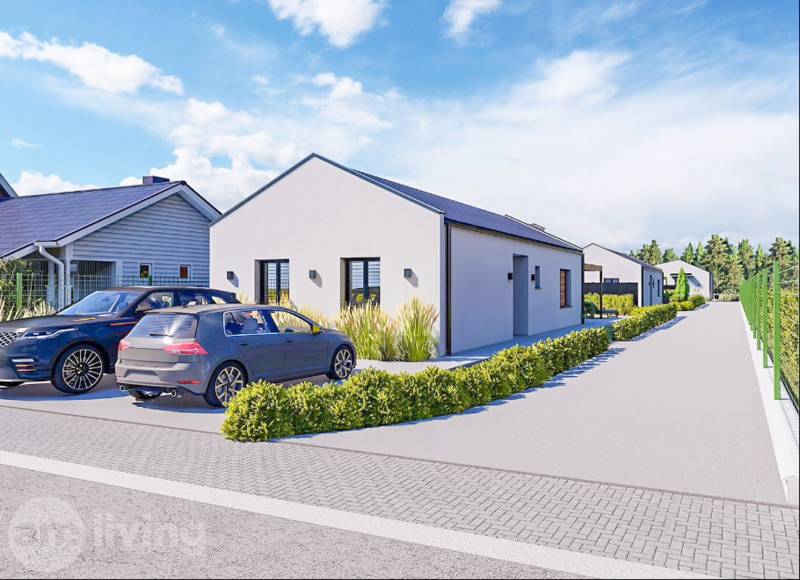 Rodinný dům v Borčicích se dvěma auty a zahradou, oplocené pozemky.