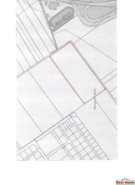 Mapa znázorňuje developerské pozemky v Senci u Margova pole.