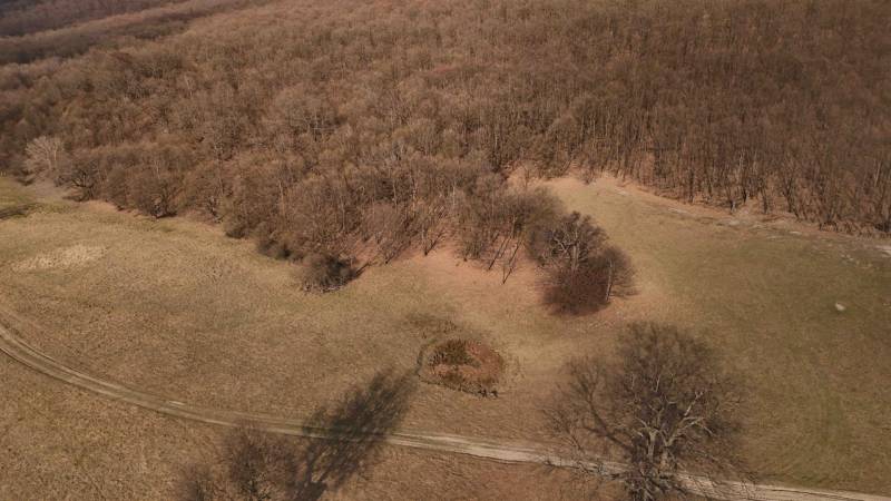 Lesní a zemědělské pozemky v Príbelcích zahrnují pole, les a cesty.