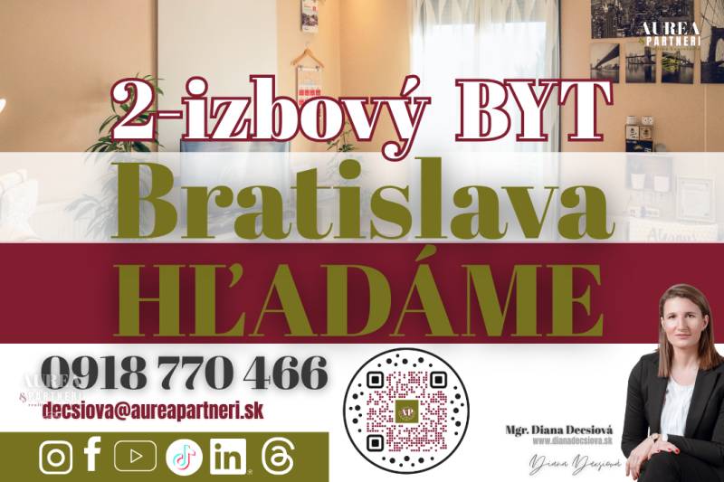 Hledá se 2-pokojový byt v Bratislavě Podunajských Biskupicích, včetně kontaktů.