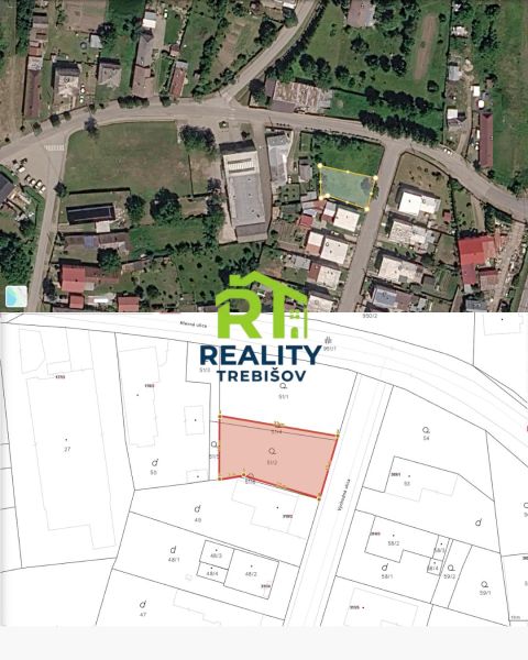 Mapa pozemku určeného k bydlení na Východní ulici v Nižním Žipově.
