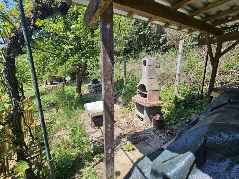 Zahradní gril u Chaty v Budatíně, s pergolou a zelení na ulici Budatín.