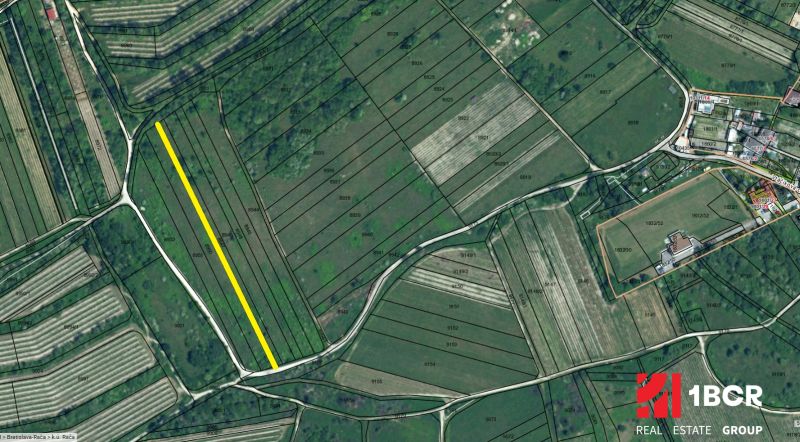 Katastrální mapa vinic na Vtáčikově cestě, Bratislava - Rača, s vyznačeným pozemkem.