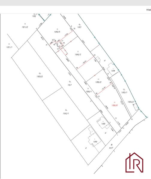 Pozemková mapa na Dudkovské ulici v obci Svinia pro účely bydlení.