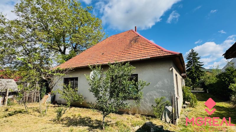 Rodinný dům v Pažiti s červenou střechou, okolní zelení a stromy.