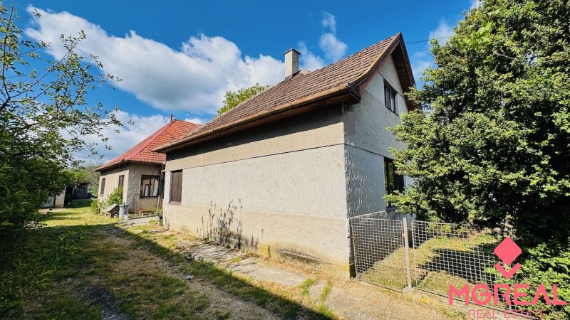 Rodinný dům v Pažiti obklopený zelení, s červenou střechou a dřevěnými okny.