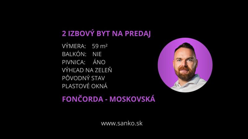 2-pokojový byt na Moskevské v Banské Bystrici, 59 m², bez balkonu, sklep.