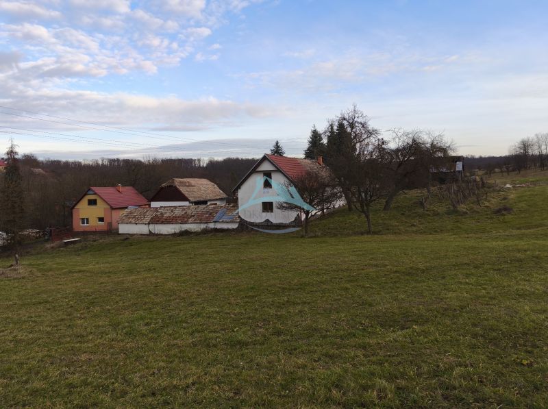 Rodinný dům v Dolní Strehové na ulici Prieloh obklopený travnatou krajinou a stromy.