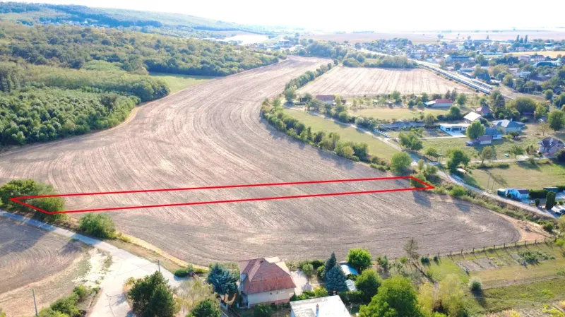 Zemědělské a lesní pozemky v Podhájské obklopené stromy a cestou.