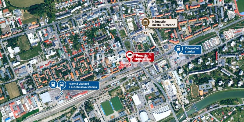Penzion Milénium blízko stanice v Humenném, Štefánikova. Hotely a penziony v okolí vlakového nádraží.