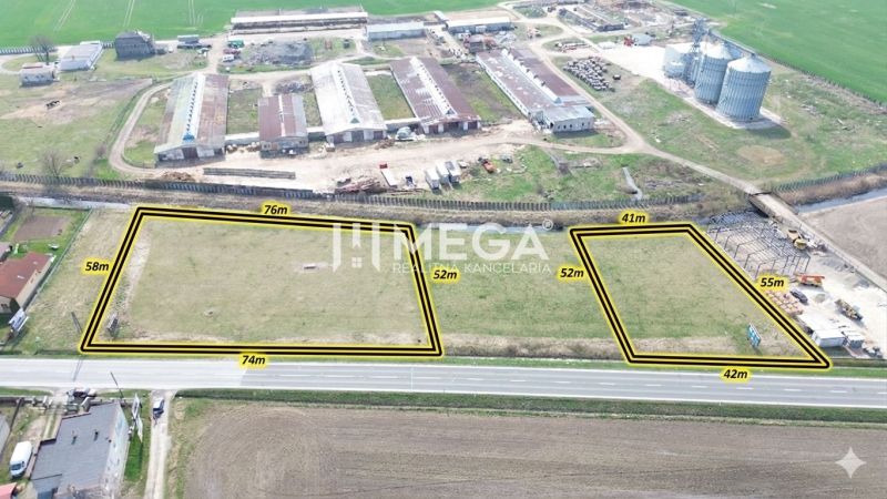 Pozemky ve výrobních prostorech Hriadky s přesnými rozměry pozemků.