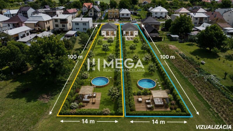 Vizualizace pozemků na bydlení v Jasenově s bazénem a relaxační zónou.