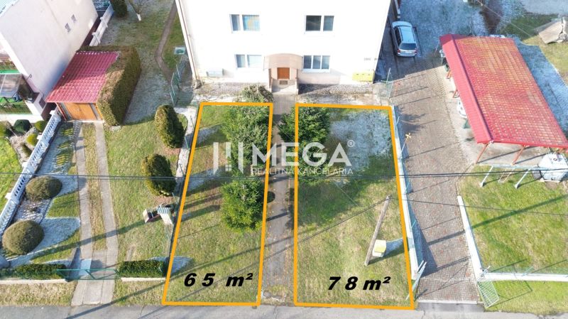 Dva pozemky na bydlení v Humenném vedle vícepodlažní budovy, s rozlohou 65 m² a 78 m².